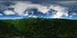 Green meadow, environment map ,HDRI High resolution map. Round panorama, spherical panorama, equidistant projection, land under heaven. 3d rendering