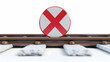 Animated 3D Cartoon Railroad Crossing Icon in Colorful Style