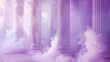 Smoke gently rising in columns of soft purple and creamy white, suggesting the quiet majesty of ancient columns.