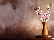 blooming sakura branches in a vase for interior decoration