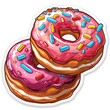 A cute sticker of Donuts, clipart, isolated on white background