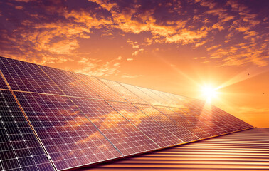 Wall Mural - solar panels reflect sparkling light direct from the sun ,clean energy and environment. power full o