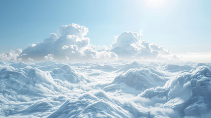 Canvas Print - The sky is filled with fluffy white clouds, creating a serene