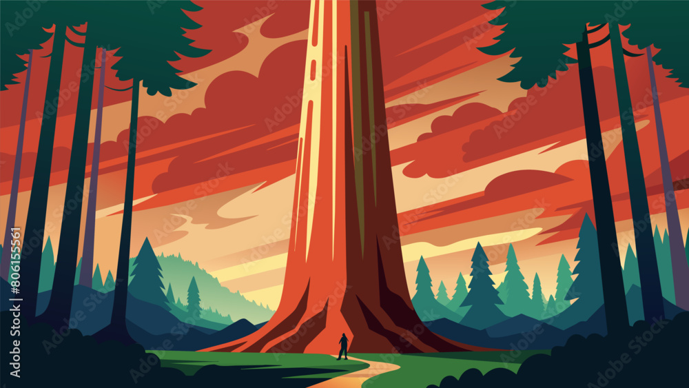 A towering redwood forest stands tall and majestic embodying the stoic ...