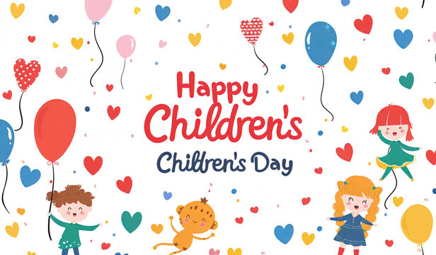 Global Celebration of Children's Day. Illustration Featuring Happy Children Enjoying Fun and Togetherness, Promoting Education and Friendship in a Colourful and Joyful Event