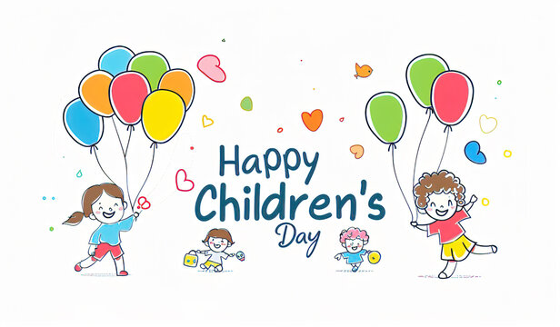 Global Celebration of Children's Day. Illustration Featuring Happy Children Enjoying Fun and Togetherness, Promoting Education and Friendship in a Colourful and Joyful Event