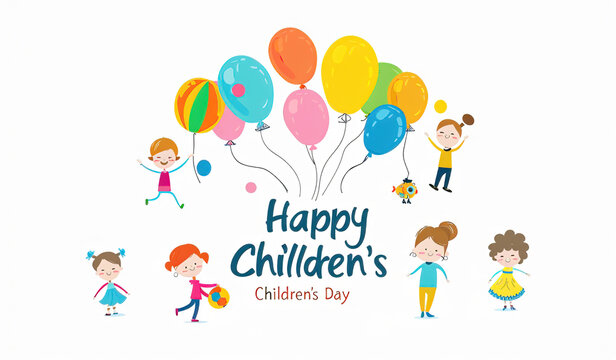 Global Celebration of Children's Day. Illustration Featuring Happy Children Enjoying Fun and Togetherness, Promoting Education and Friendship in a Colourful and Joyful Event