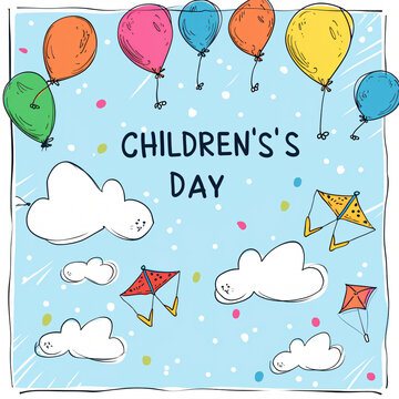 Global Celebration of Children's Day. Illustration Featuring Happy Children Enjoying Fun and Togetherness, Promoting Education and Friendship in a Colourful and Joyful Event