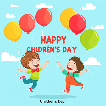 Global Celebration of Children's Day. Illustration Featuring Happy Children Enjoying Fun and Togetherness, Promoting Education and Friendship in a Colourful and Joyful Event