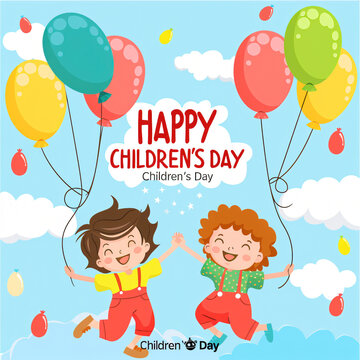 Global Celebration of Children's Day. Illustration Featuring Happy Children Enjoying Fun and Togetherness, Promoting Education and Friendship in a Colourful and Joyful Event