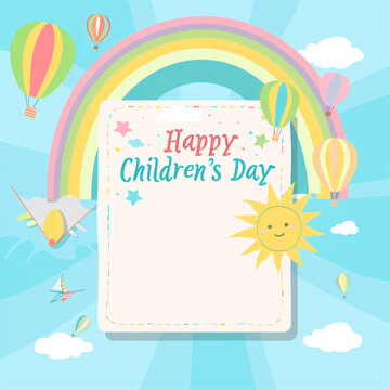 Global Celebration of Children's Day. Illustration Featuring Happy Children Enjoying Fun and Togetherness, Promoting Education and Friendship in a Colourful and Joyful Event