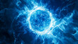 abstract background with a blue, glowing orb surrounded by radiant energy waves