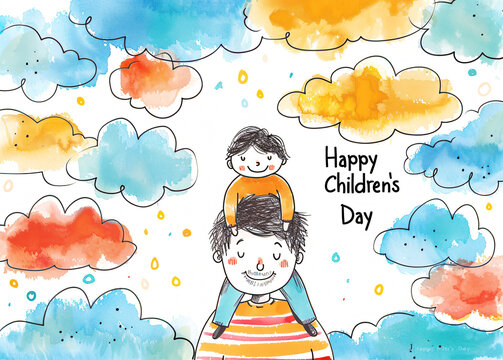 Global Celebration of Children's Day. Illustration Featuring Happy Children Enjoying Fun and Togetherness, Promoting Education and Friendship in a Colourful and Joyful Event