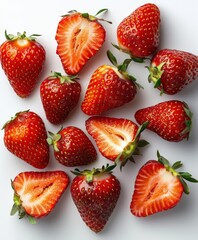 Wall Mural - A Bunch of Strawberries on a White Surface