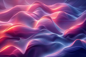 Wall Mural - Abstract Neon Wavy Lines in Pink and Blue Shimmering Neon Light Waves