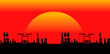 Large industrial factory, hot sun background,Close up Industrial view at oil refinery plant form industry zone with sunset sky.causes of global warming.