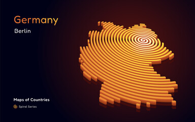 Wall Mural - Isometric map of Germany with golden Circle Lines