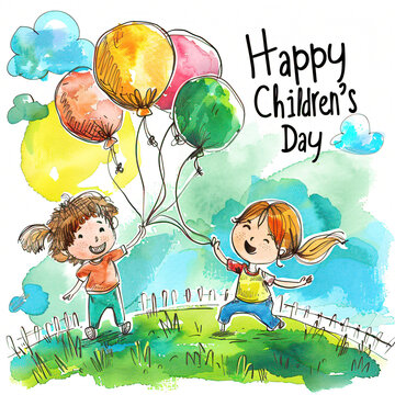 Global Celebration of Children's Day. Illustration Featuring Happy Children Enjoying Fun and Togetherness, Promoting Education and Friendship in a Colourful and Joyful Event