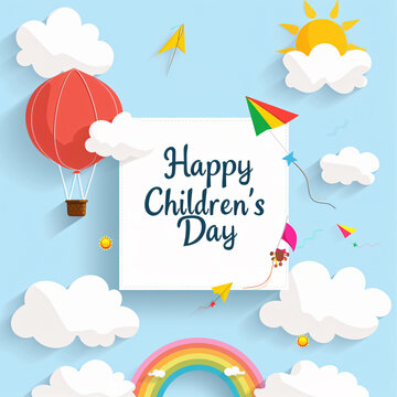 Global Celebration of Children's Day. Illustration Featuring Happy Children Enjoying Fun and Togetherness, Promoting Education and Friendship in a Colourful and Joyful Event
