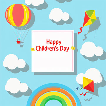 Global Celebration of Children's Day. Illustration Featuring Happy Children Enjoying Fun and Togetherness, Promoting Education and Friendship in a Colourful and Joyful Event