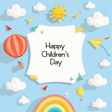 Global Celebration of Children's Day. Illustration Featuring Happy Children Enjoying Fun and Togetherness, Promoting Education and Friendship in a Colourful and Joyful Event