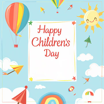 Global Celebration of Children's Day. Illustration Featuring Happy Children Enjoying Fun and Togetherness, Promoting Education and Friendship in a Colourful and Joyful Event