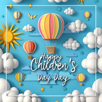 Global Celebration of Children's Day. Illustration Featuring Happy Children Enjoying Fun and Togetherness, Promoting Education and Friendship in a Colourful and Joyful Event