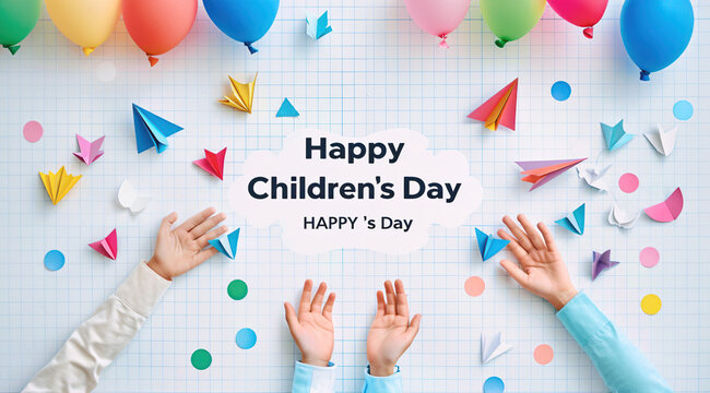 Global Celebration of Children's Day. Illustration Featuring Happy Children Enjoying Fun and Togetherness, Promoting Education and Friendship in a Colourful and Joyful Event
