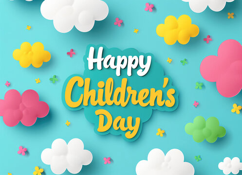 Global Celebration of Children's Day. Illustration Featuring Happy Children Enjoying Fun and Togetherness, Promoting Education and Friendship in a Colourful and Joyful Event