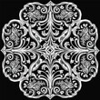 white on black floral square abstract design
