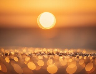 Wall Mural - Soft golden bokeh balls that fill the frame, simulating the warm, diffuse light of a sunse