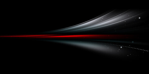 Poster - abstract vibrant neon red and gray speed lines on a dark background