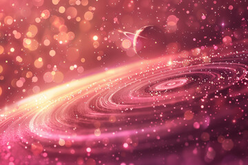 Wall Mural - vibrant pink cosmic scene with glowing stars and swirling galaxy