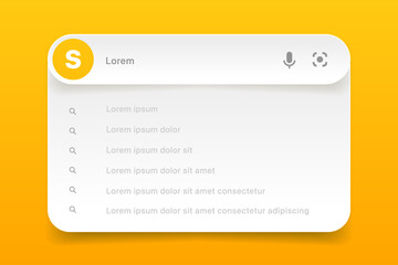 Aufkleber - Search Bar with suggestions for UI UX design and web site. Search Address and navigation bar icon. Collection of search form templates for websites. Search engine web browser window template.