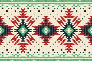 Wall Mural - Ethnic abstract ikat art. Seamless pattern in tribal, folk embroidery, and Mexican style. Aztec geometric art ornament print.Design for carpet, wallpaper, clothing, wrapping, fabric, cover, textile