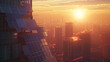 © May - solar panel on building with sunset