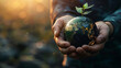 © ShinneProject - human held smal globe earth forest,earth Day or enviroment protection help save the world