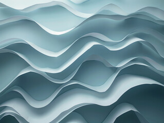 Poster - Minimalistic light background of paper waves. 