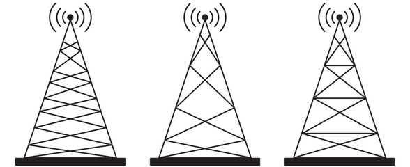 Poster - set of radio tower icon. vector. electric tower icon. antenna icon. communication tower icon. radio 