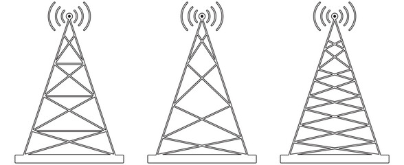 Poster - set of radio tower icon. vector. electric tower icon. antenna icon. communication tower icon. radio 