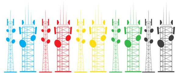 Poster - set of radio tower icon. vector. electric tower icon. antenna icon. communication tower icon. radio 
