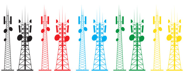 Poster - set of radio tower icon. vector. electric tower icon. antenna icon. communication tower icon. radio 