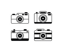 Cute Camera Icon Vector Design Simple Black White Flat Minimal Modern Style Illustration Collections Set