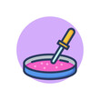 Pipette and glass dish line icon. Reaction, experiment, laboratory outline sign. Chemistry and science concept. Vector illustration, symbol element for web design and apps