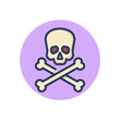 Poison line icon. Skull, bone, danger outline sign. Chemistry and science concept. Vector illustration, symbol element for web design and apps