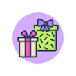 Present boxes line icon. Gift wraps with ribbons and bows outline sign. Surprise, sale, bonus concept. Vector illustration, symbol element for web design and apps