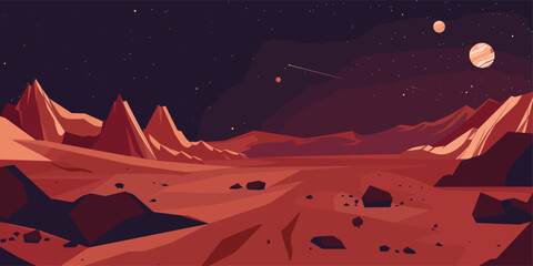 cosmic adventure, cartoon martian landscape for space game backgrounds