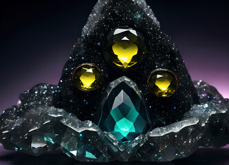 Rare and unusual stones, crystals, jewelry, mystical otherworldly, mysterious aliens,generative ai
