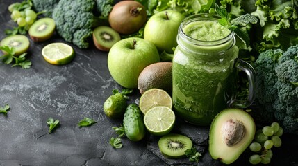 Glass jar mugs filled with a vibrant green health smoothie