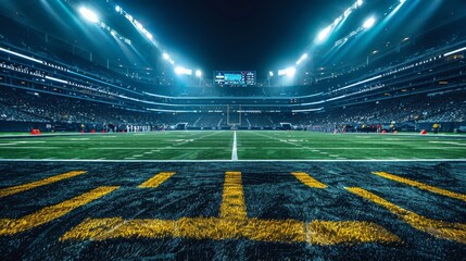 Wall Mural - Football stadium photography with some lights and fog